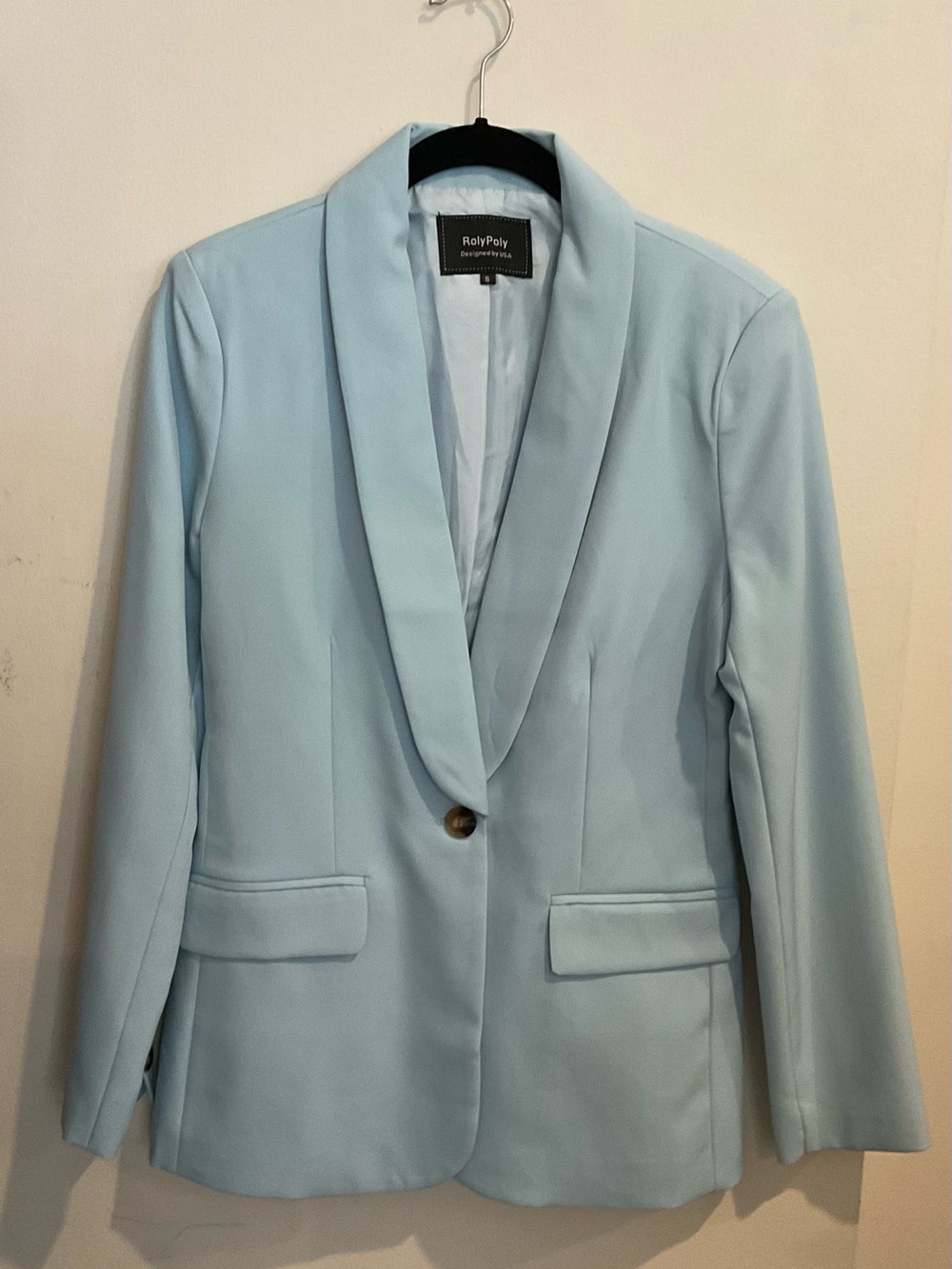 Light Blue Shawl Collar Blazer